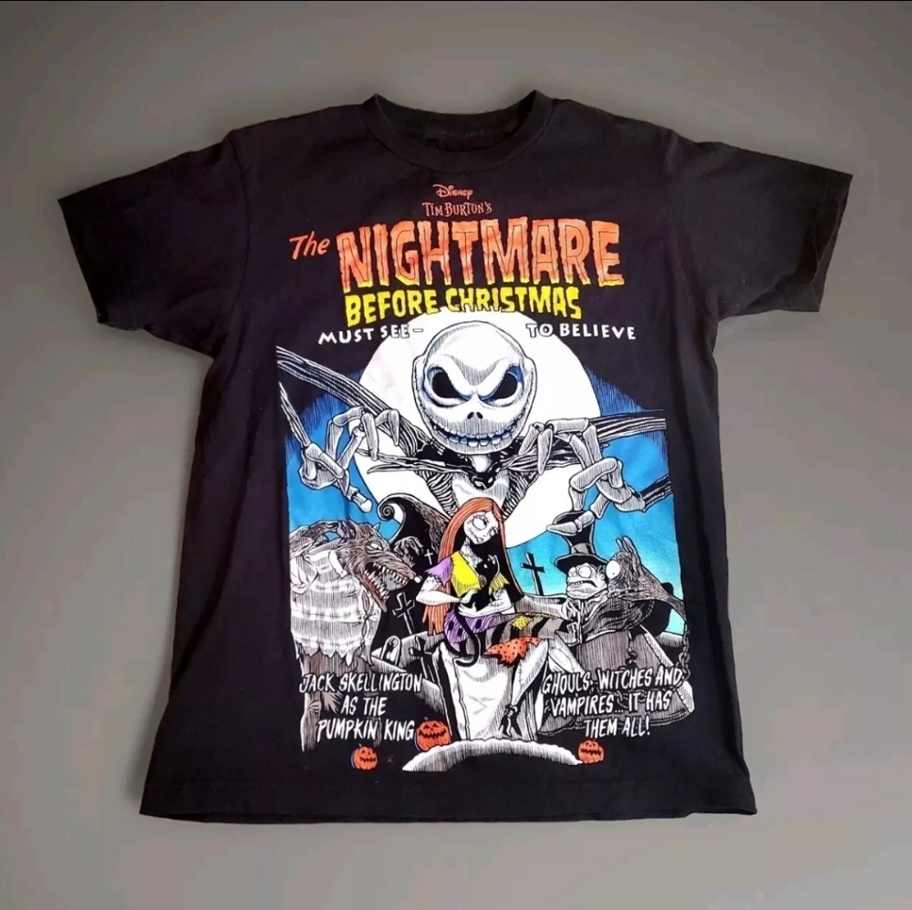 The Nightmare Before Christmas Tshirt Unisex Adult Small Black Jack Skellington